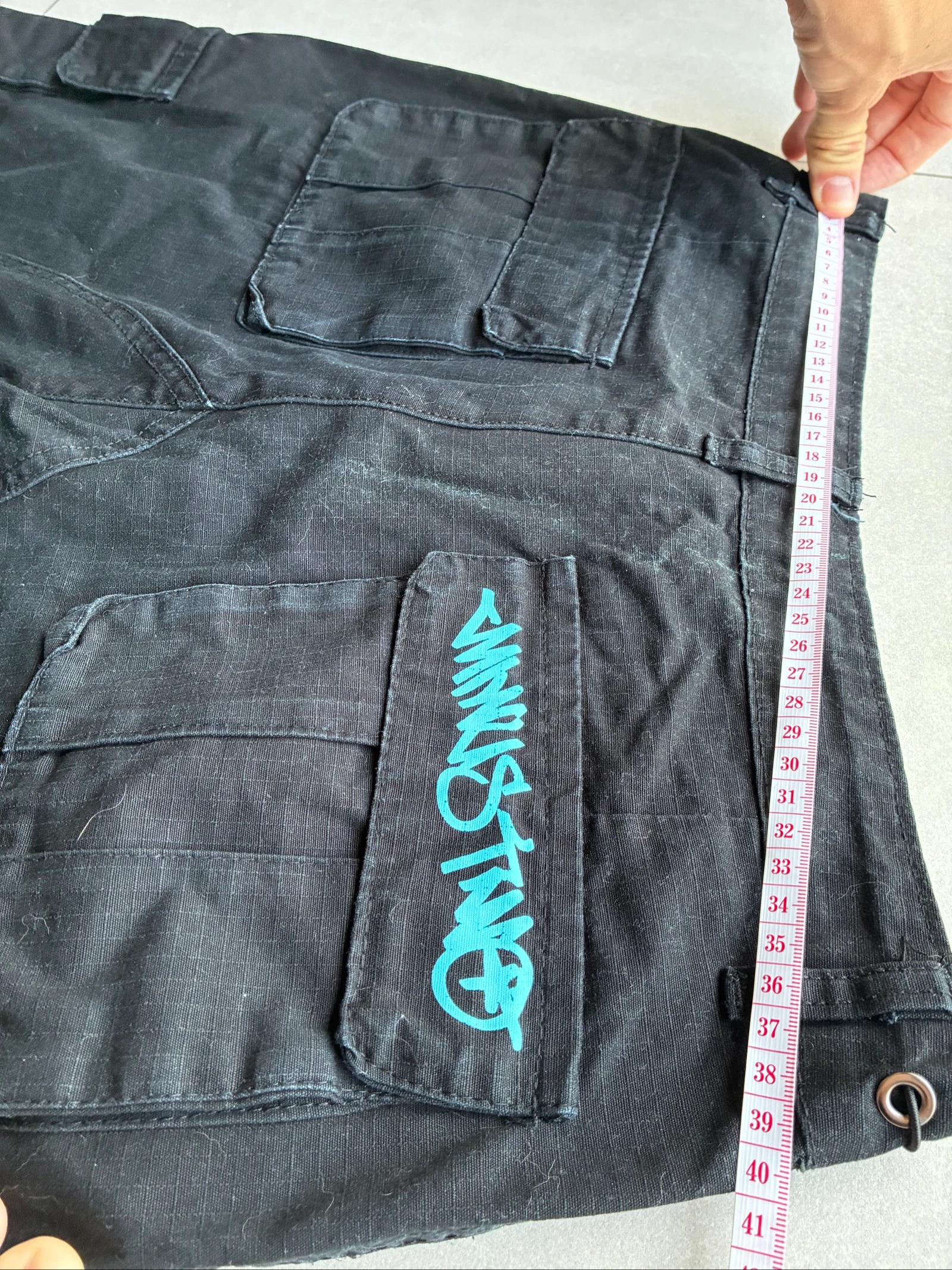 Minus Two Cargo Preto com Estampa Azul Vintage Y2K Streetwear Oversize Archive Calça Rara – photo 11